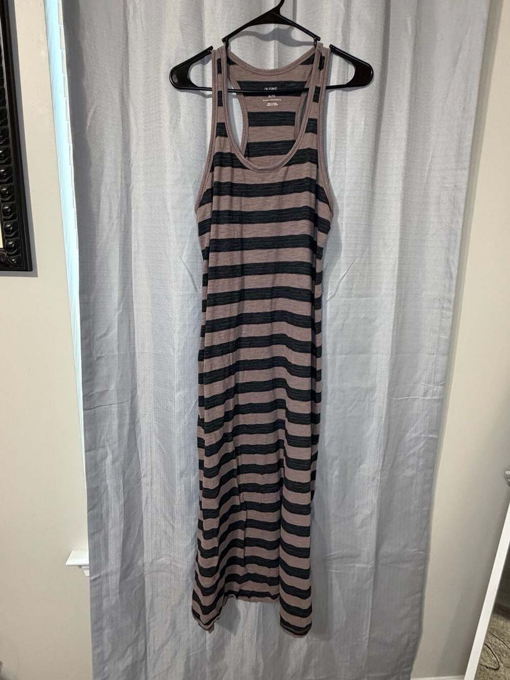 Gilligan O'Malley Maxi Dress Size XL Brown Black Striped Tank Sleeveless